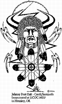 grafika więzionego Indianina / native prisoner's art